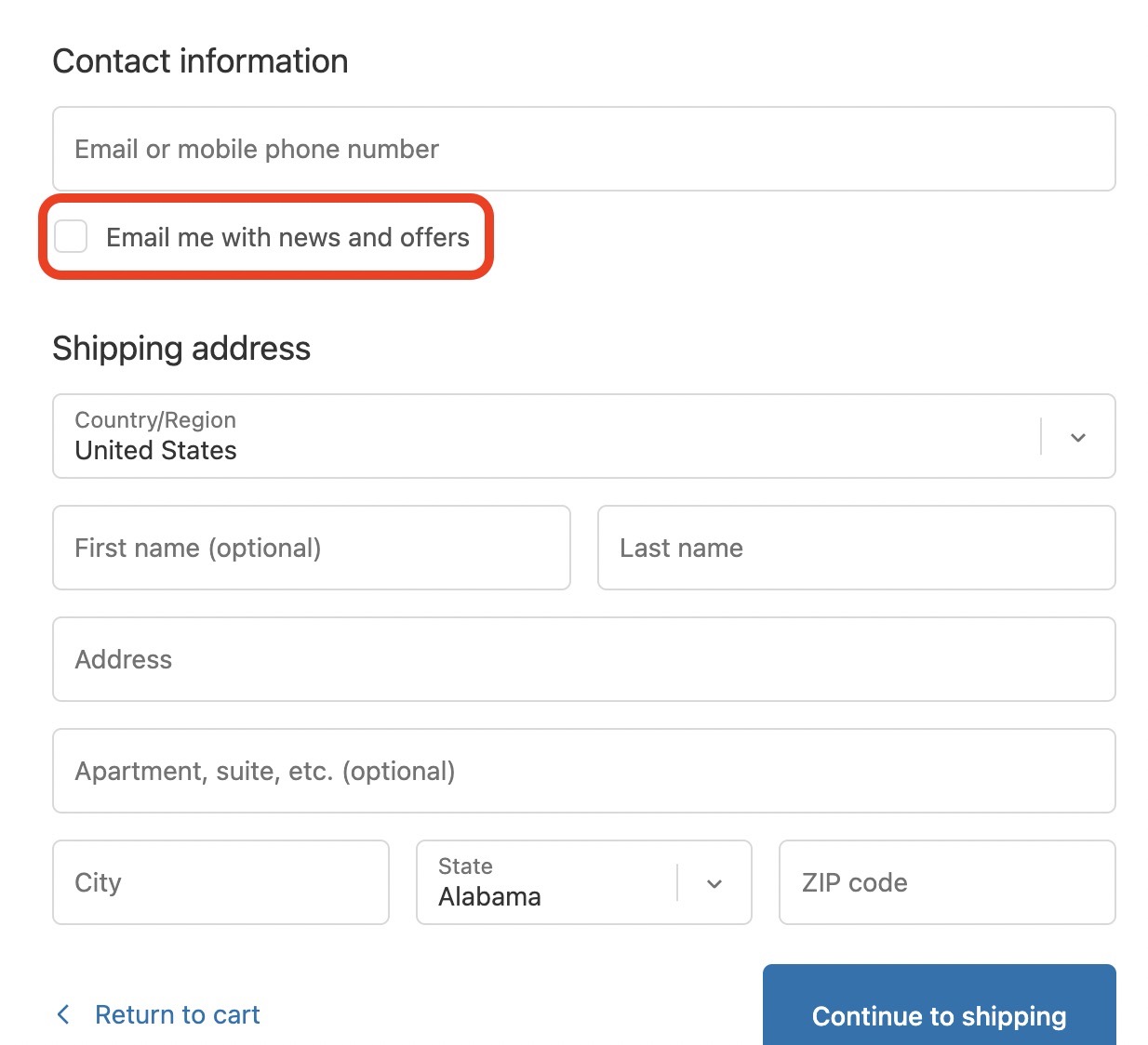 Giving customers the choice to opt-in to email newsletter during checkout