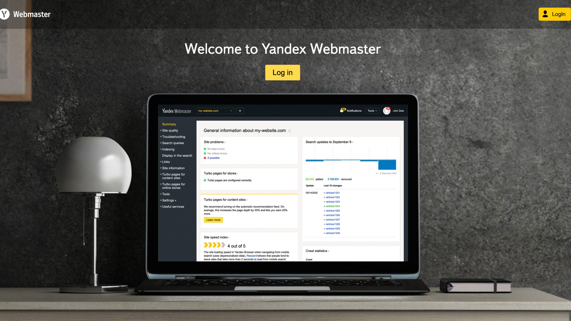 Yandex Webmaster login
