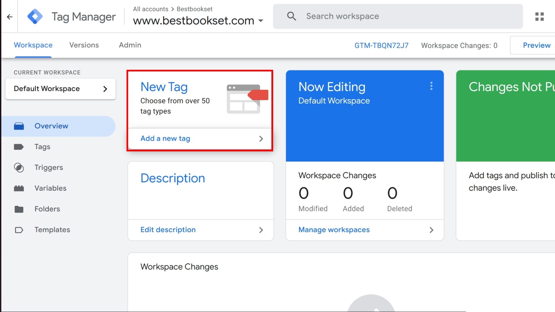 Creating a new tag on your Google Tag Manager Workspace