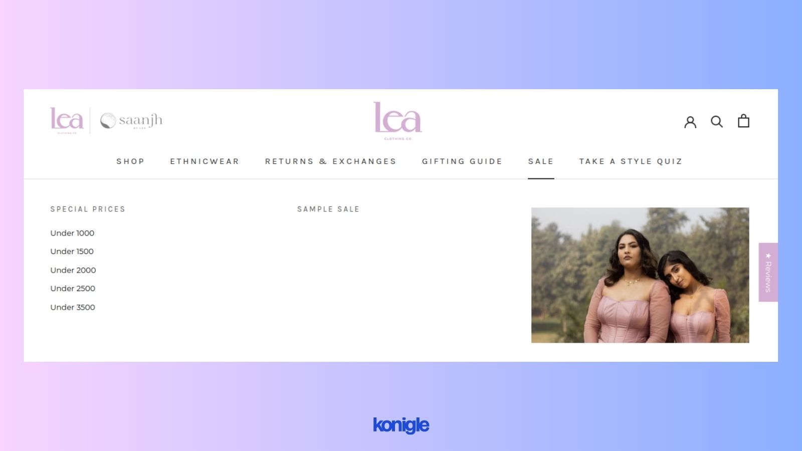 How Lea Clothing use collections filtered by price as a CRO tactic
