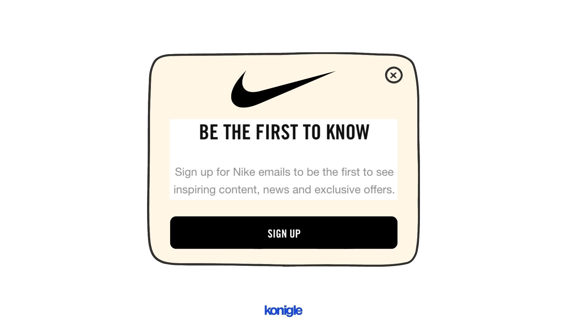Nike uses Exit-intent popups to reduce bounce rate.
