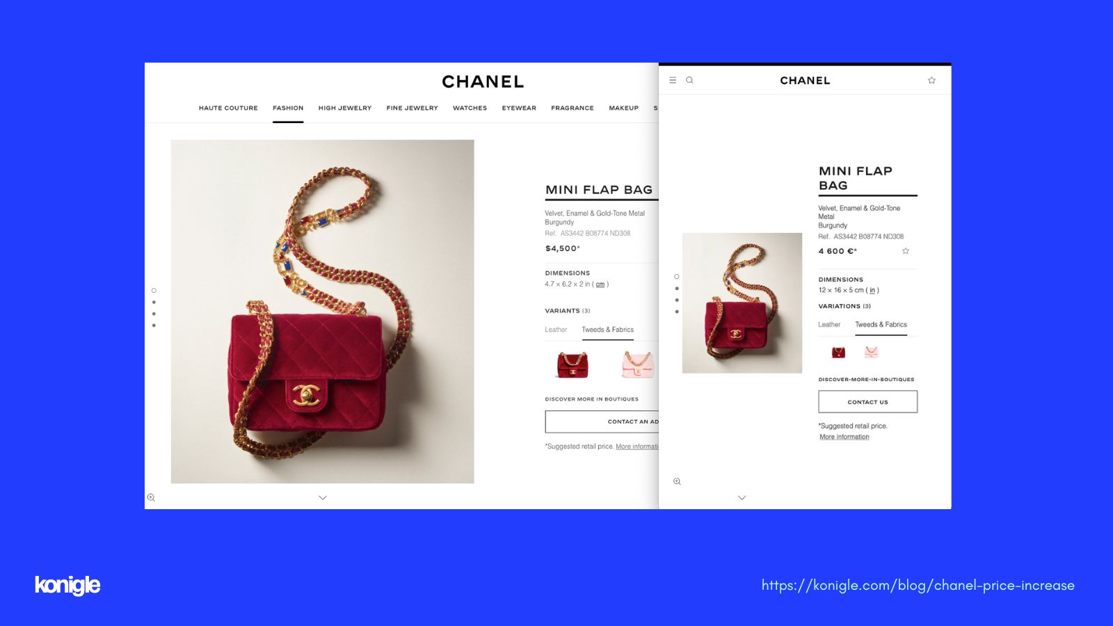 Chanel mini flap bags pricing in Euro and USD