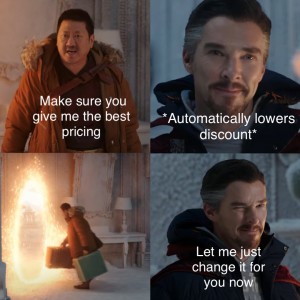 Automatically lowers discount meme