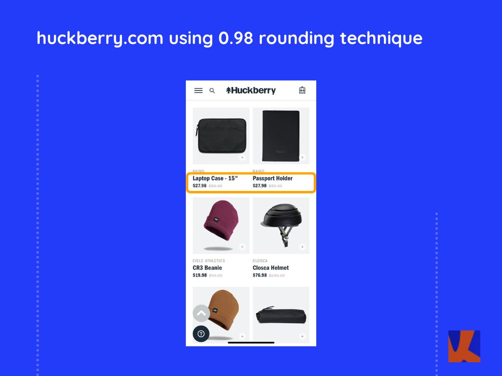 Huckberry.com using the 0.98 rounding technique for a promotion&nbsp;