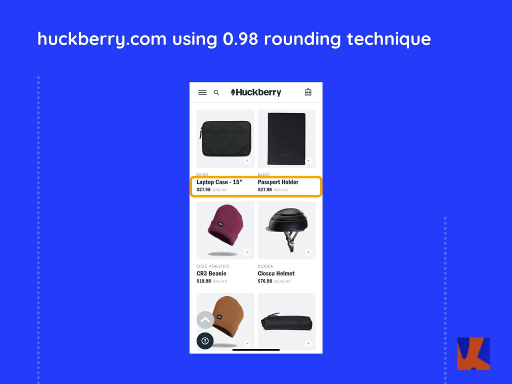 Huckberry.com uses the 0.98 rounding technique for a promotion&nbsp;