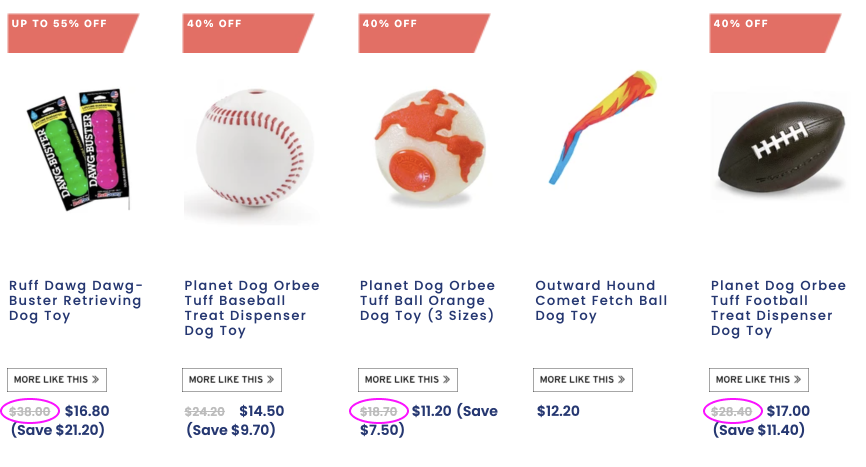 Positioning of products using the compare at price field