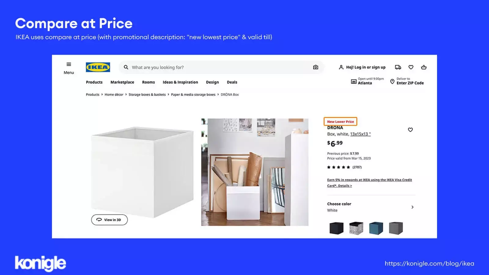 Compare prices of products on Ikea's website.