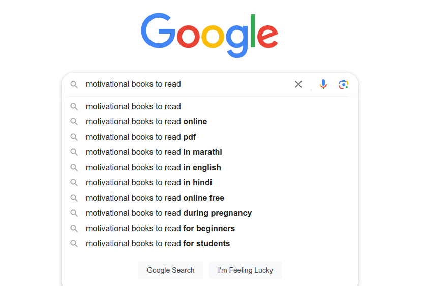 A keyword search on Google