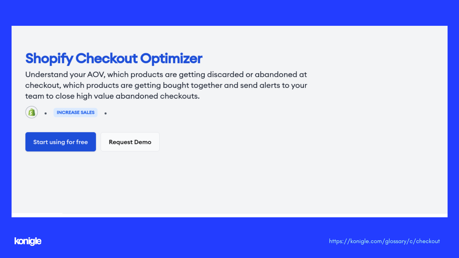 Konigle's shopify checkout optimizer tool