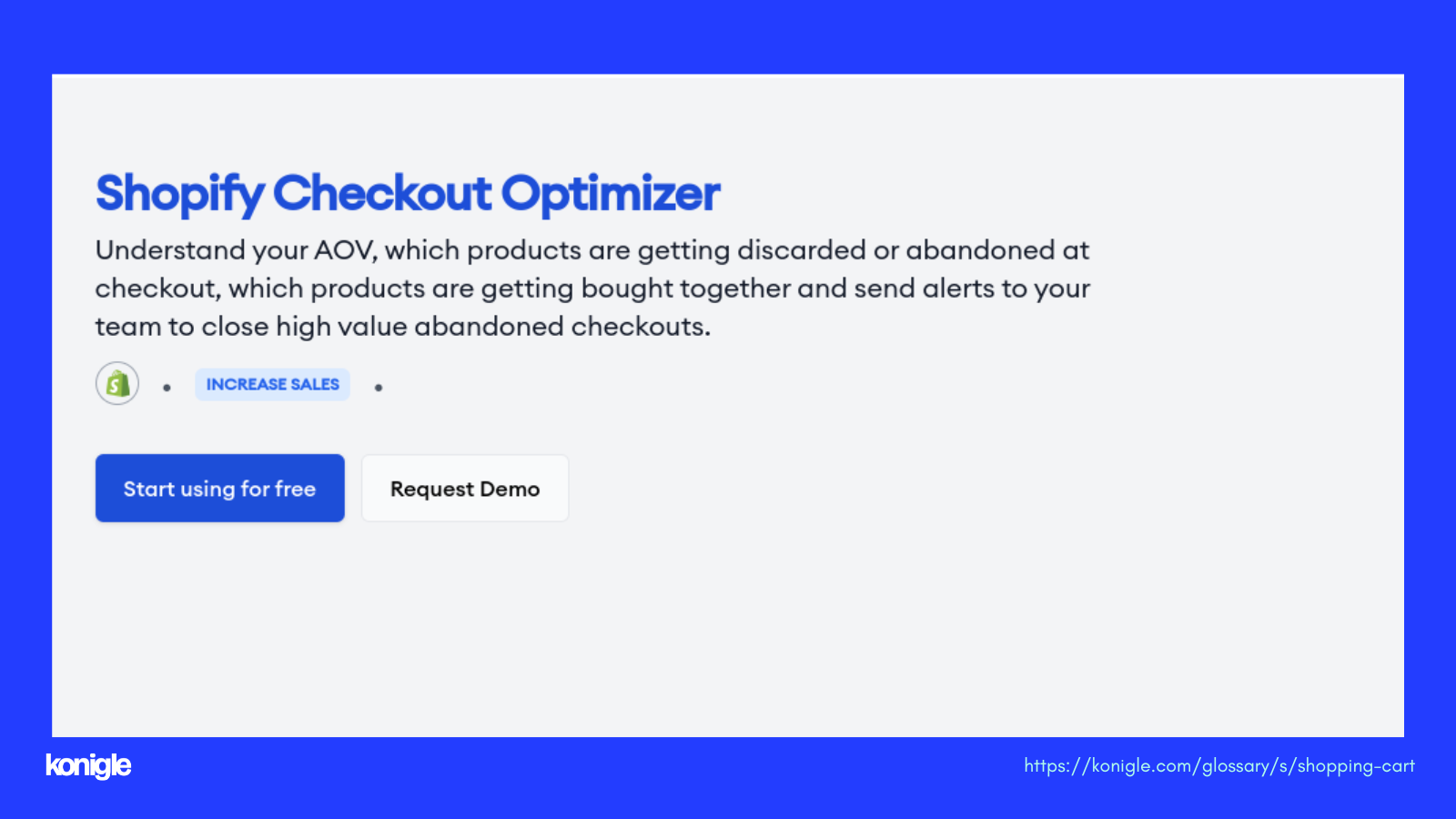 Konigle's shopify checkout optimizer