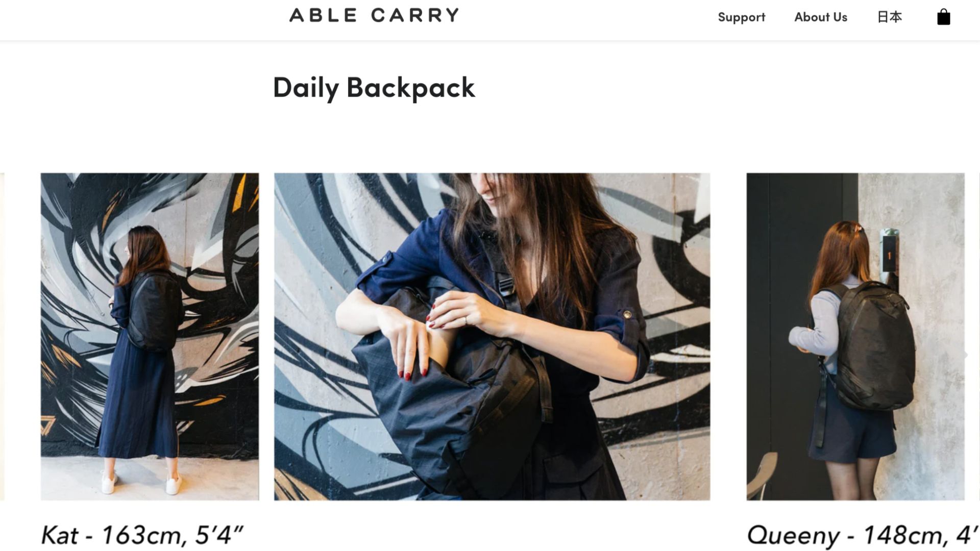 Able Carry has a fit guide to help customers get better visualise how a backpack would fit their body type.