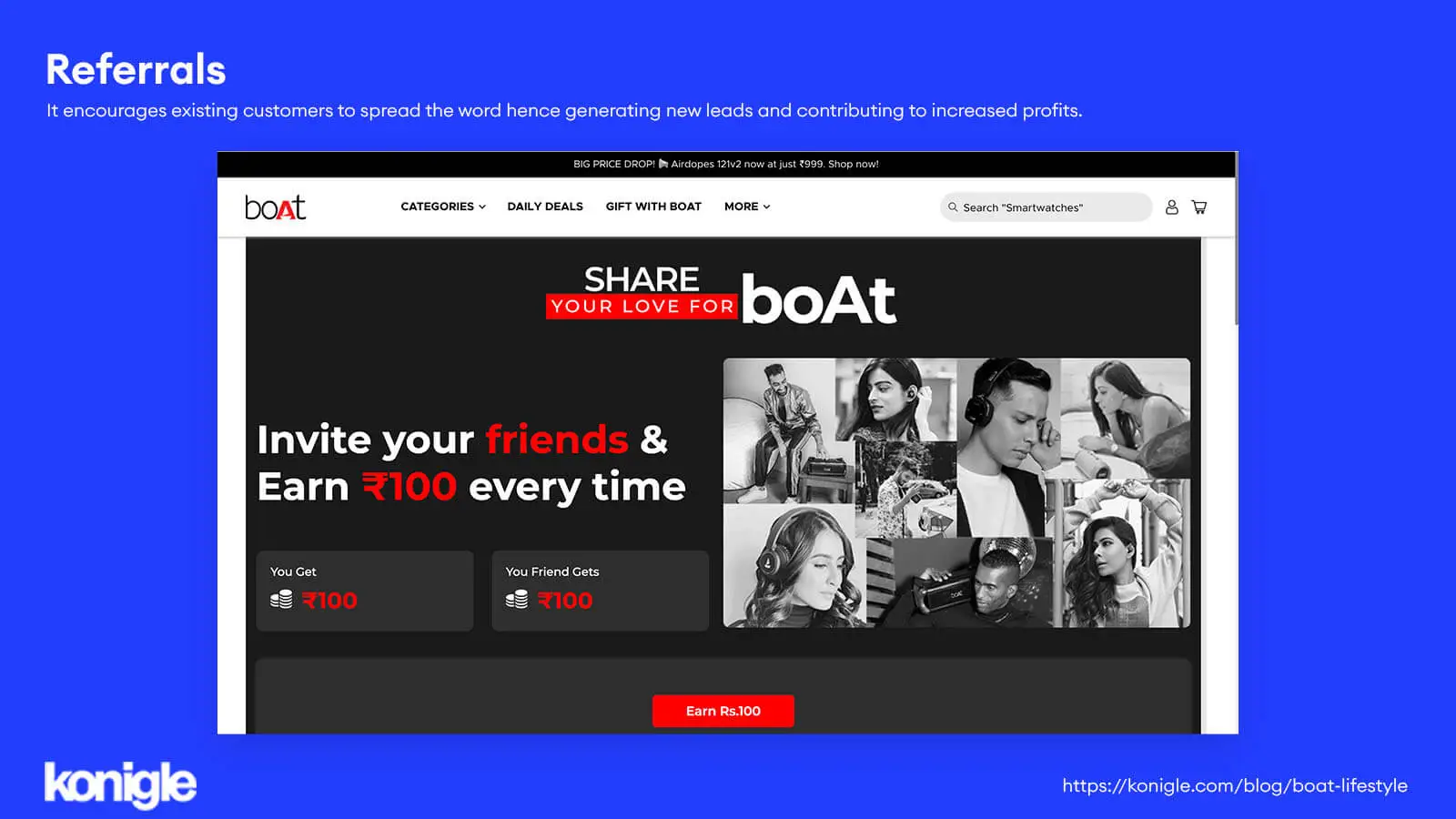 Referral program done by boAT Lifestyle