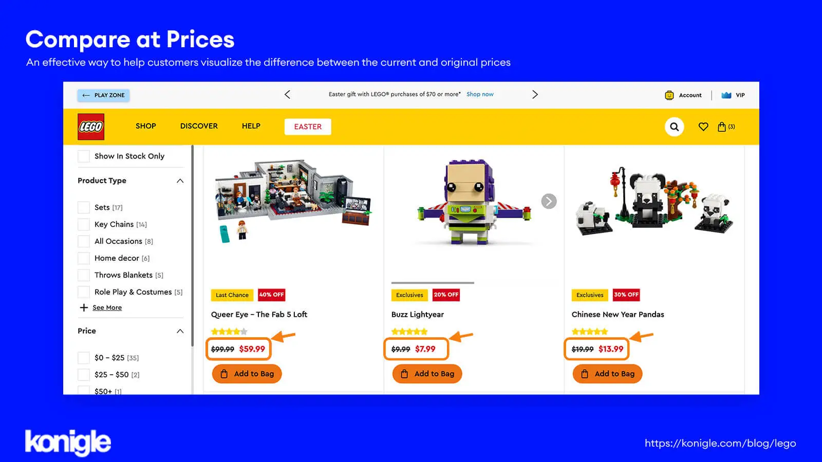 Compare at prices done by LEGO