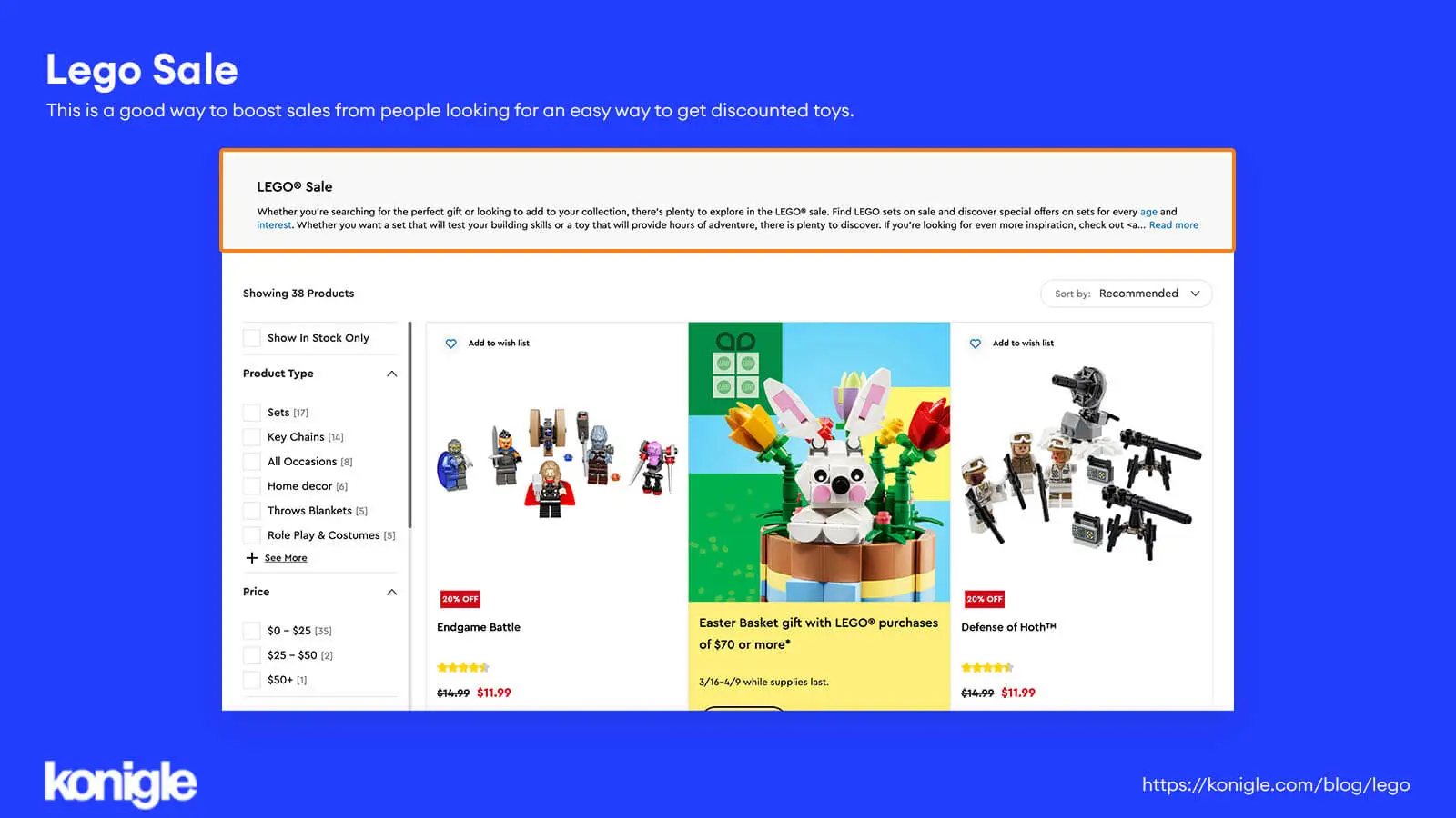 Sales collection on LEGO's website