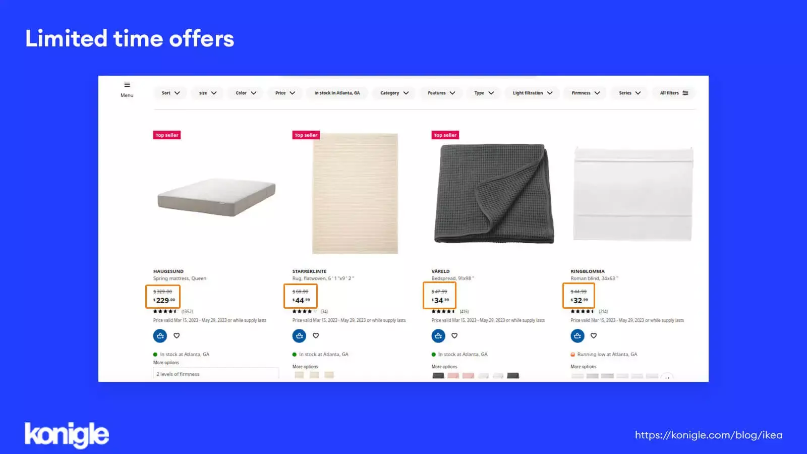Ikea's website has limited-time offers on some products to encourage FOMO.