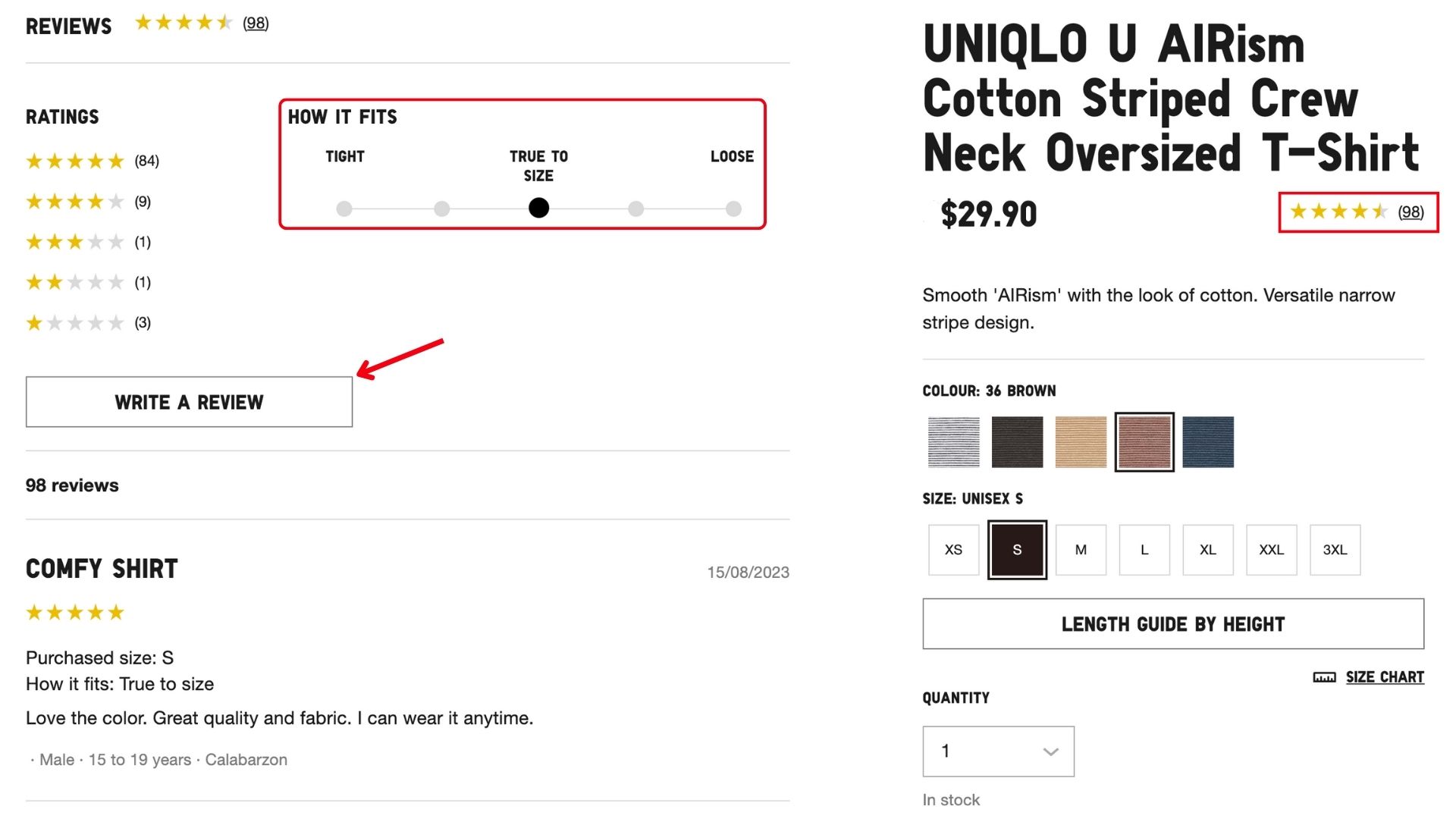 Good example of social proof on Uniqlo.com