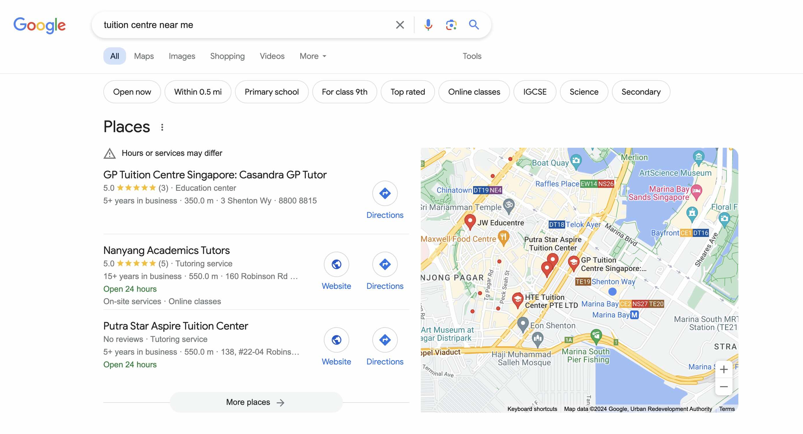 Google local pack example