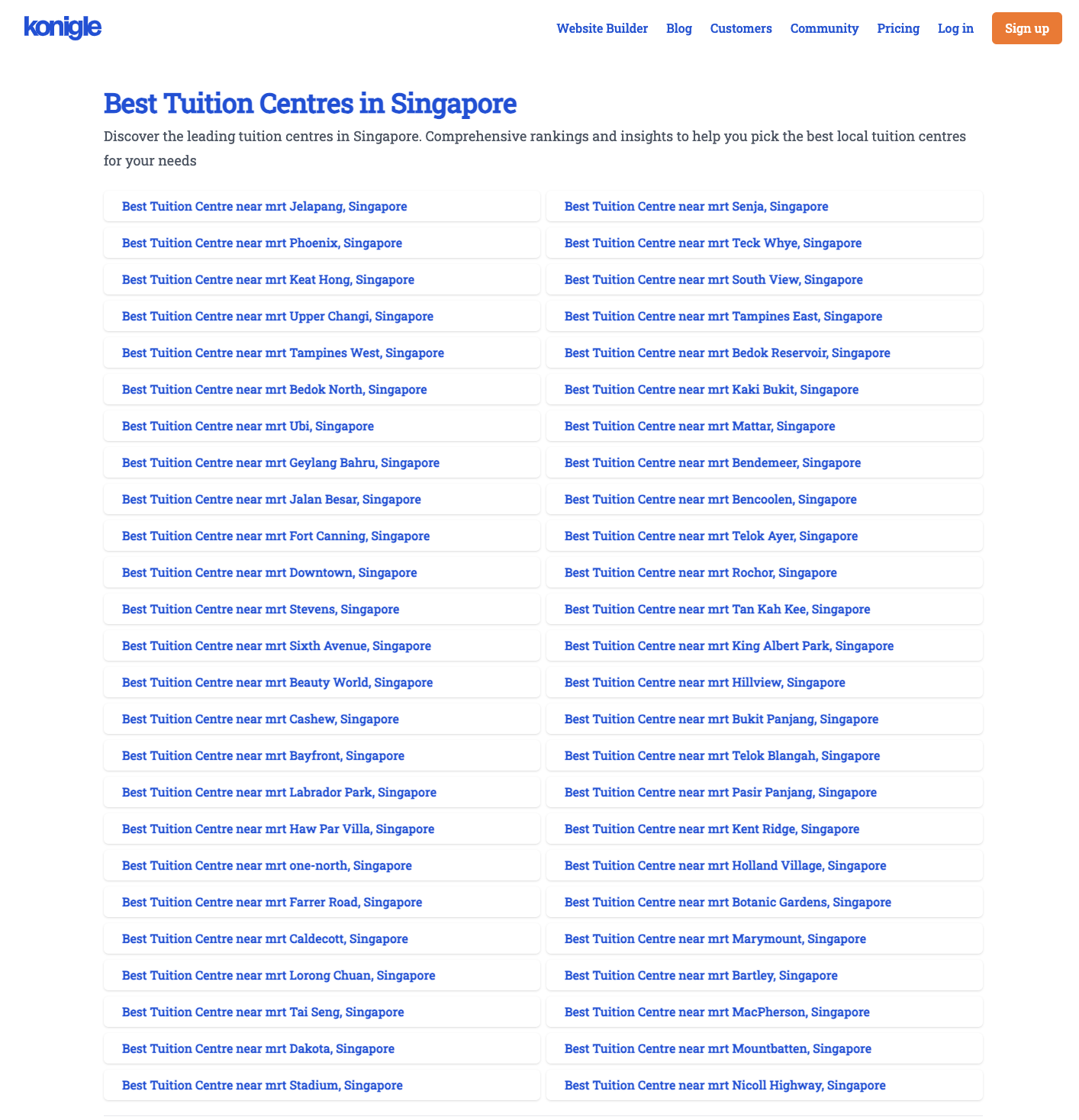 Tuition centre directory for Singapore