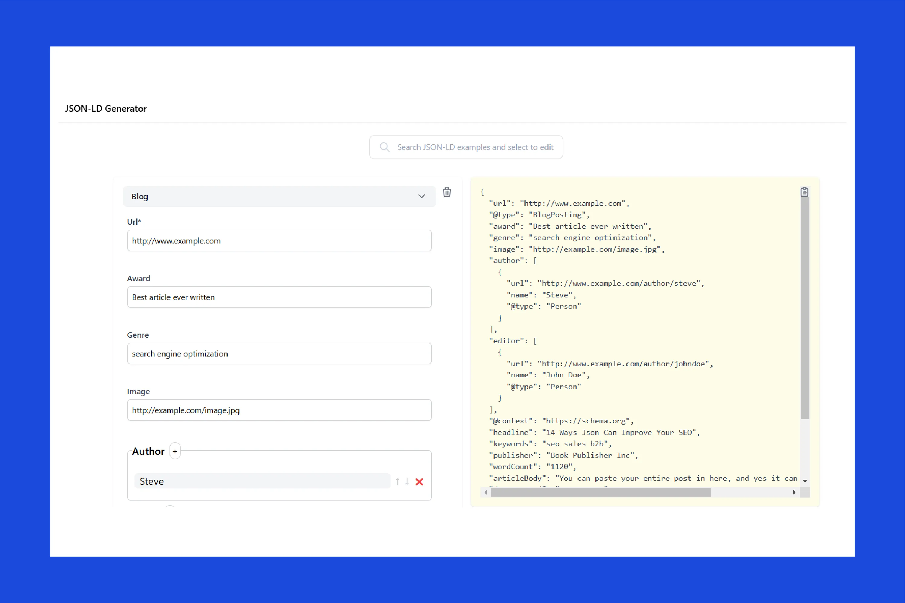 json-ld-generator-interface