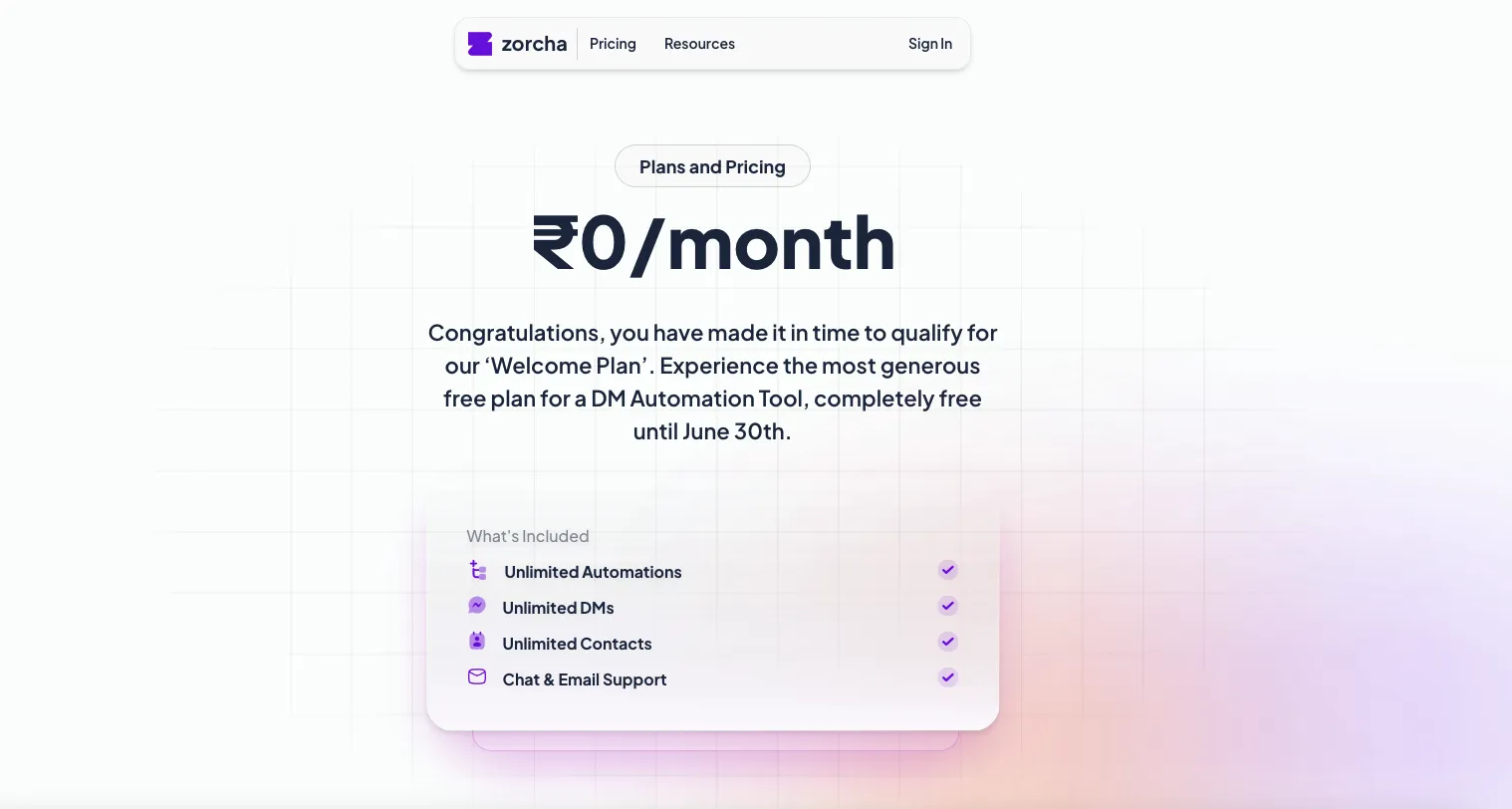 Zorcha Pricing Page