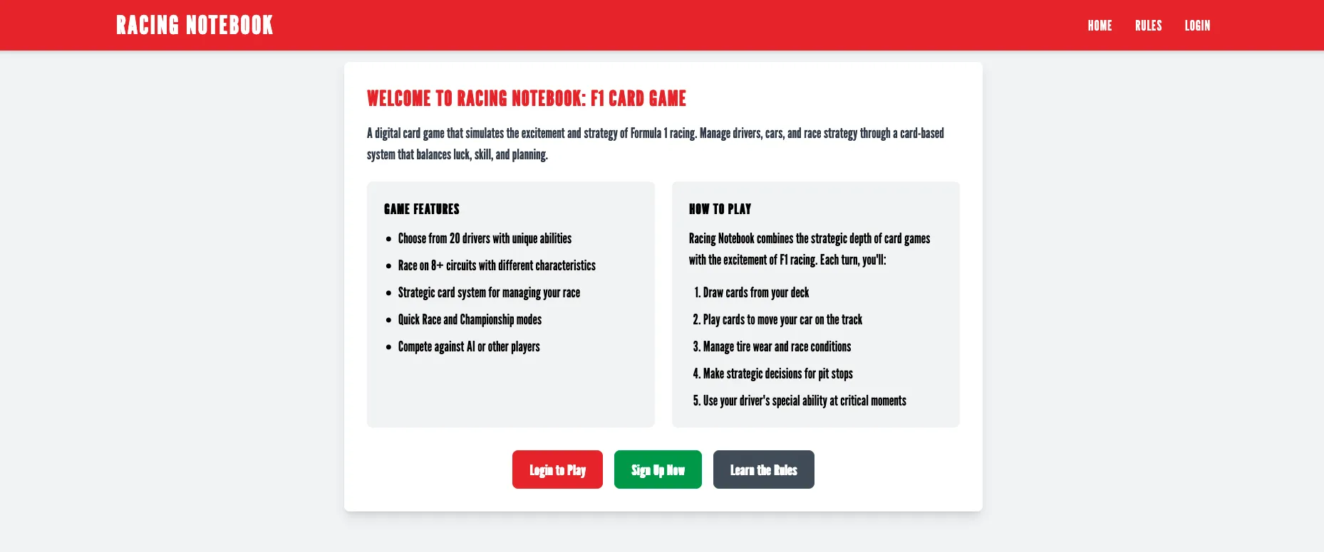Game Landing page