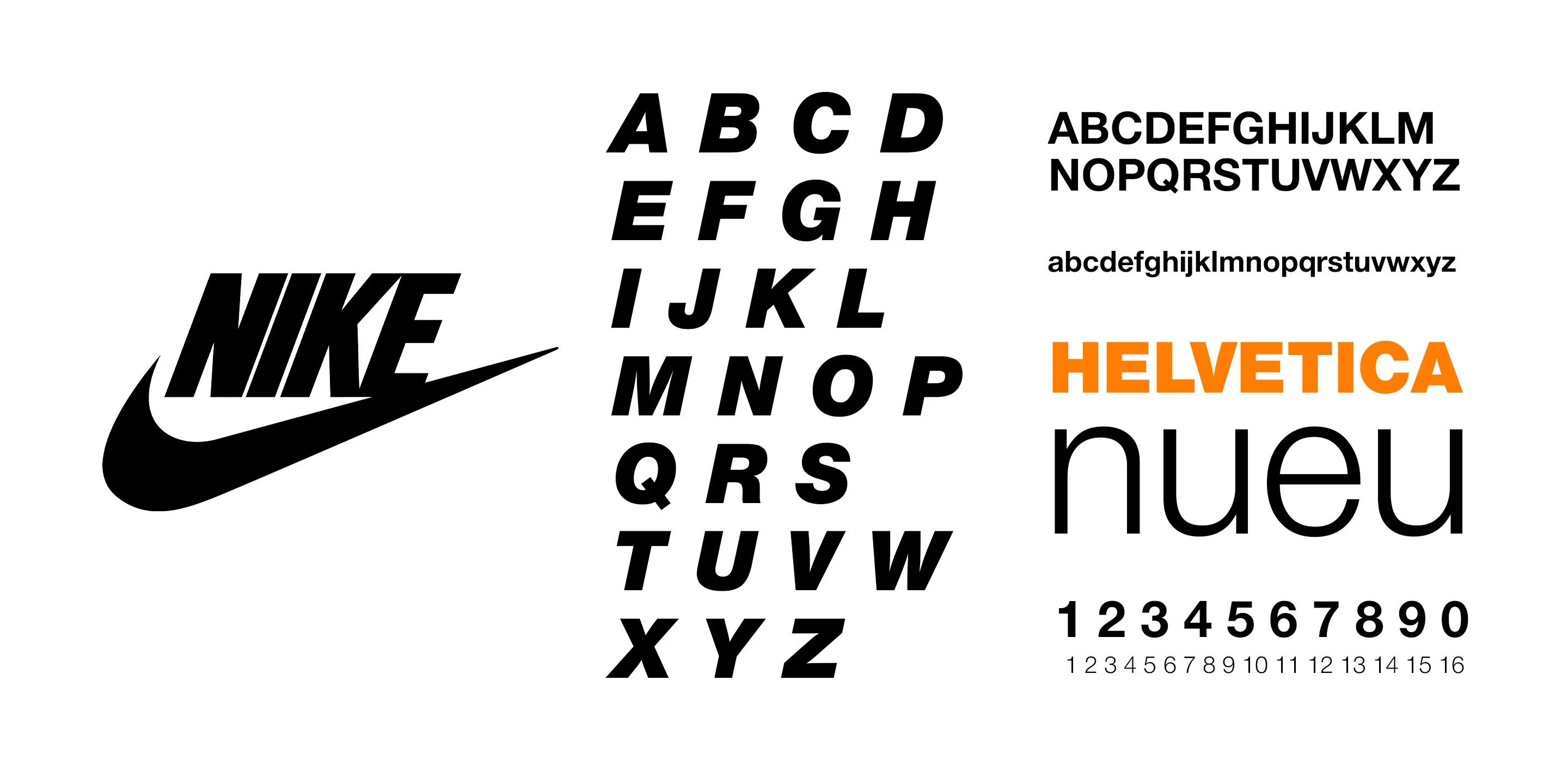 Nike's website, Typography