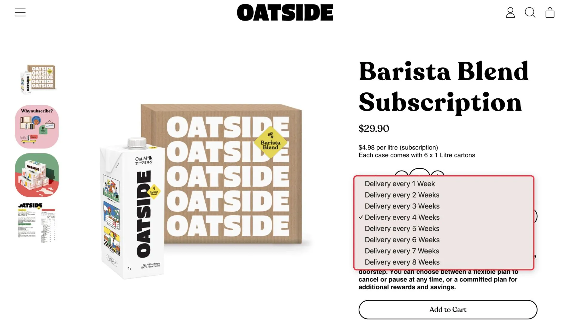 Example of how Oatside uses subscriptions to create customer loyalty