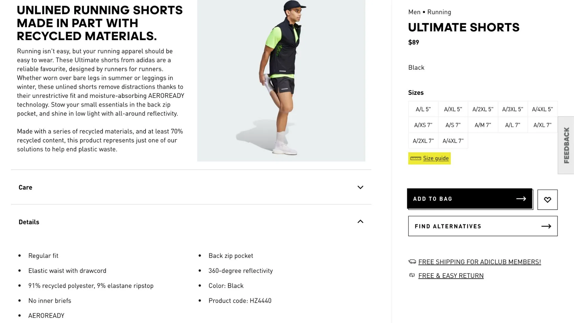 Example of a good product description from Adidas.com