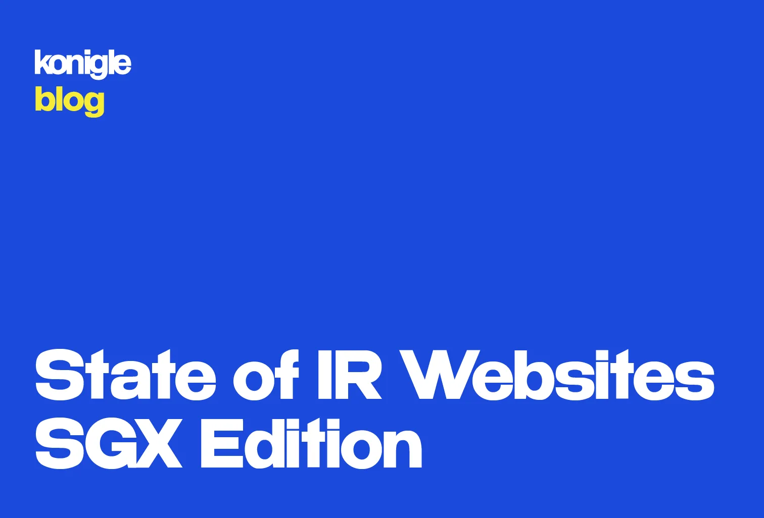 State of IR Websites - SGX Edition